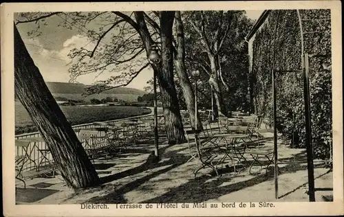Ak Diekirch Luxemburg, Hotel du Midi, Terrasse