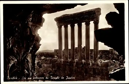 Ak Baalbek Libanon, Die sechs Säulen des Jupitertempels
