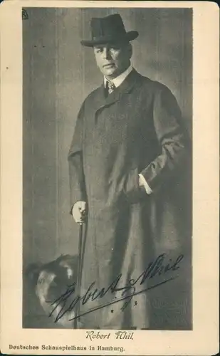Ak Schauspieler Robert Nhil, Portrait, Hut, Stock, Hund, Deutsches Schauspielhaus Hamburg, Autogramm