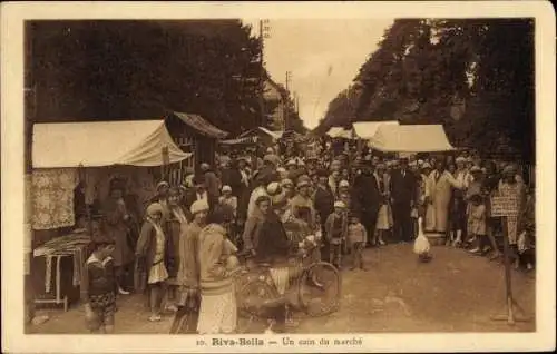 Ak Ouistreham Riva Bella Calvados, Eine Ecke des Marktes