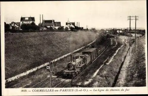 Ak Cormeilles in Parisis Val d'Oise, Die Eisenbahnlinie