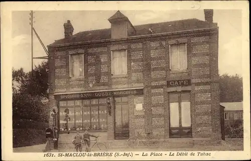 Ak Saint-Maclou-la-Brière Seine-Maritime, Place, Tabakladen