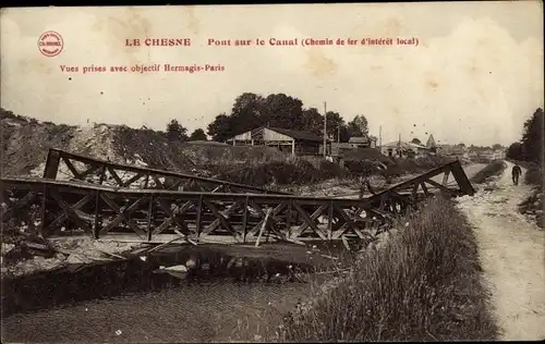 Ak Le Chesne Ardennes, Pont sur le Canal