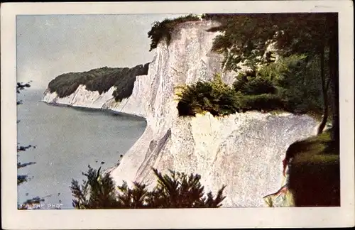 Ak Sassnitz auf der Insel Rügen, Küste bei Stubbenkammer, Kreidefelsen