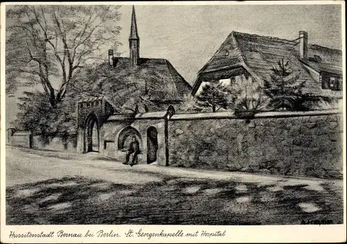 Künstler Ak Heyde, A., Bernau bei Berlin, St. Georgskapelle, Hospital