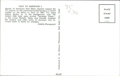 Ak Apollo 12, visit to Surveyor 3, Astronaut Alan Bean auf dem Mond