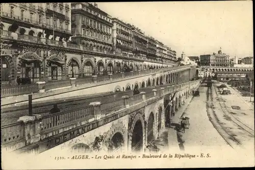 Ak Algier Alger Algerien, Les Quais, Rampes, Boulevard de la Republique