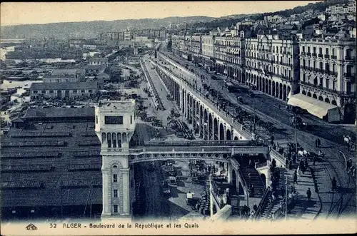 Ak Algier Alger Algerien, Boulevard de la Republique et les Quais