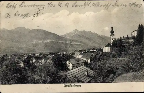 Mondschein Ak Greifenburg in Kärnten, Panorama, Kirche