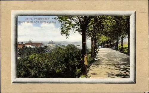 Passepartout Ak Zeitz im Burgenlandkreis, Promenade, Blick nach der Unterstadt