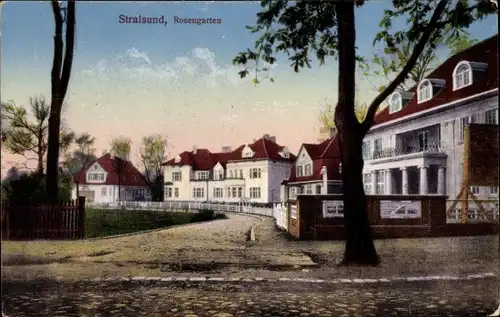 Ak Stralsund in Mecklenburg Vorpommern, Rosengarten