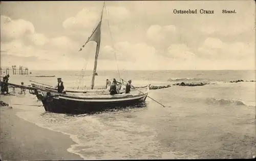 Ak Selenogradsk Ostseebad Cranz Ostpreußen, Strand, Fischerboot