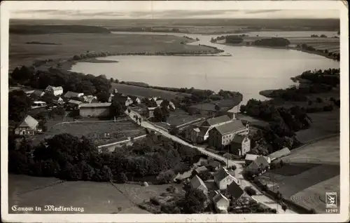 Ak Canow Wustrow Mecklenburgische Seenplatte, Gasthaus Peters, Totalansicht, Fliegeraufnahme