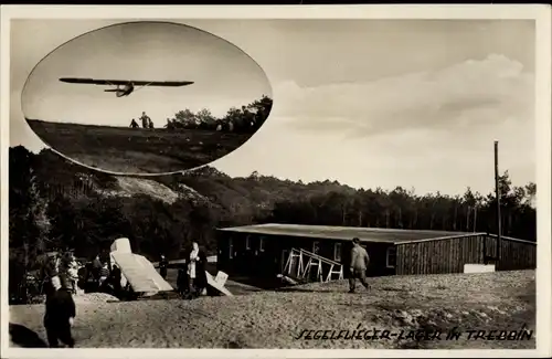 Ak Trebbin im Kreis Teltow Fläming, Segelflieger Lager, Segelflugzeug