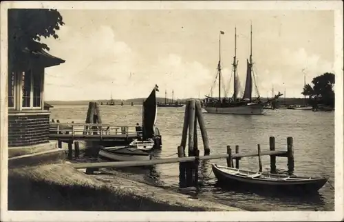 Ak Ostseebad Travemünde Lübeck, Hafenpartie, Segelschiff