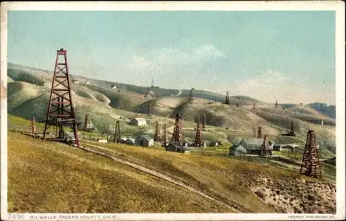 Ak Fresno Kalifornien USA, Ölquellen