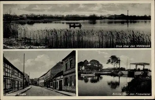 Ak Liebenwalde in Brandenburg, Berliner Straße, Finowkanal, Mühlensee