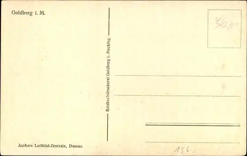 Ak Goldberg in Mecklenburg, Totalansicht, Fliegeraufnahme