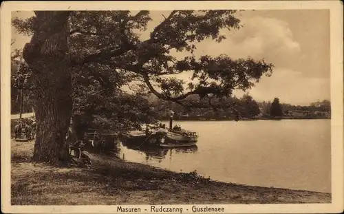 Ak Ruciane Nida Rudczanny Nidden Masuren Ostpreußen, Gusziensee, Dampfer