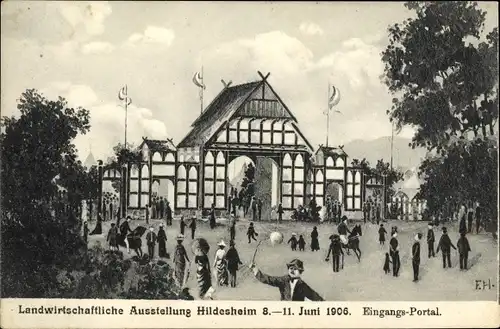 Künstler Ak Hildesheim Niedersachsen, Landwirtschaftliche Ausstellung 8.-11.06.1906, Eingang