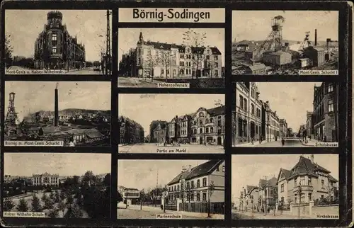 Ak Börnig Sodingen Herne im Ruhrgebiet, Mont Cenis Schacht, Schulstraße, Hohenzollernstraße