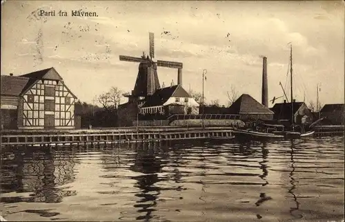 Ak Fredericia Jutland Dänemark, Windmühle, Hafen