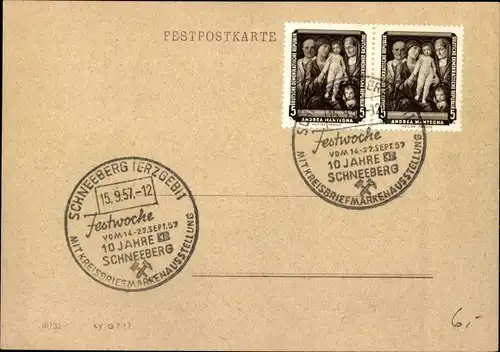 Ak Schneeberg im Erzgebirge, Kreisbriefmarken-Ausstellung 1957