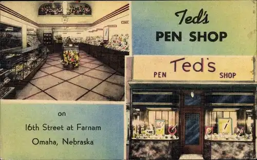 Ak Omaha Nebraska USA, Ted's Pen Shop, 16th Street at Farnam