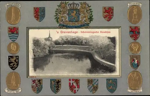 Präge Wappen Ak 's Gravenhage Den Haag Südholland, Scheveningsche Boschjes