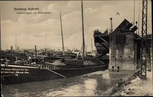 Ak Ruhrort Duisburg Nordrhein Westfalen, Kohlenkipper, Kaiserhafen