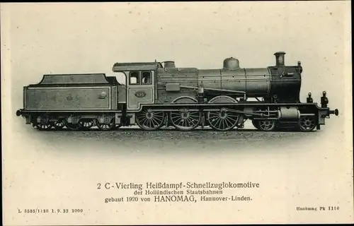Ak Deutsche Eisenbahn, Heißdampf-Schnellzuglokomotive HANOMAG