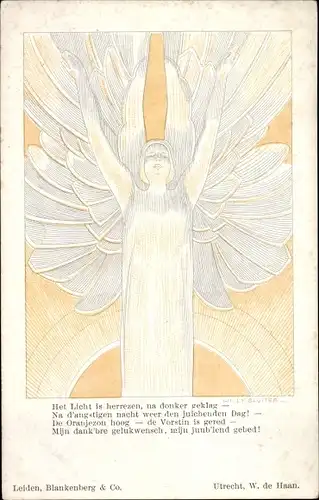 Künstler Ak Sluiter, W., Betender Engel, Gebet, Licht