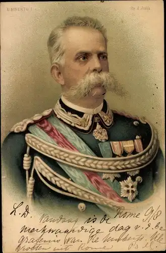 Litho Umberto I, König von Italien, Portrait