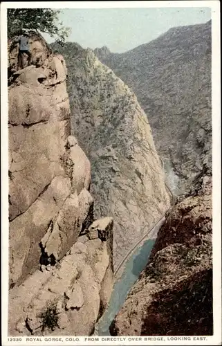 Ak Colorado Vereinigte Staaten, Royal Gorge, direkt über der Brücke