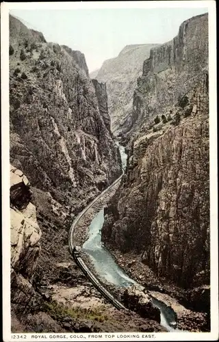 Ak Colorado Vereinigte Staaten, Royal Gorge, von oben mit Blick nach Osten