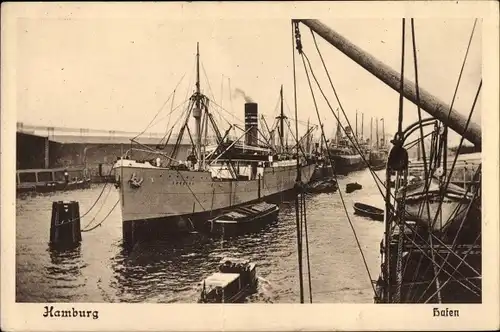 Ak Hamburg, Dampfer im Hafen