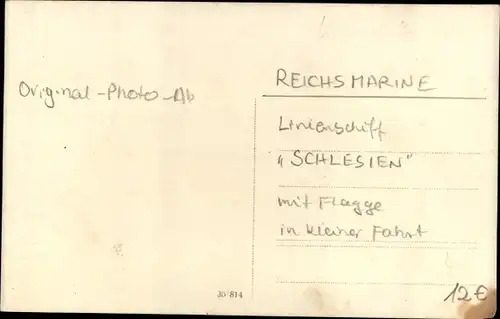 Foto Ak Deutsches Kriegsschiff, Schlesien, Linienschiff, Reichsmarine