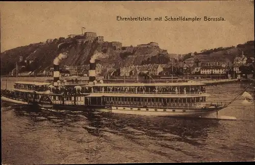 Ak Ehrenbreitstein Koblenz am Rhein, Schnelldampfer Borussia