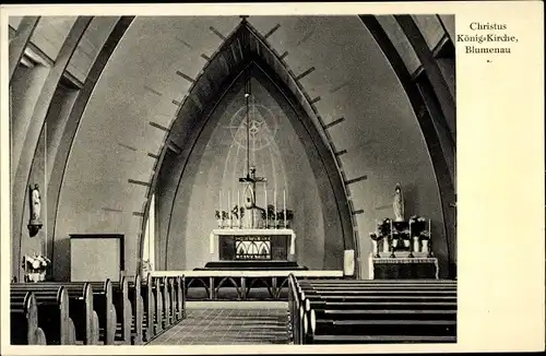 Ak Jedlinka Górna Blumenau Schlesien, Christus König Kirche, Innenansicht
