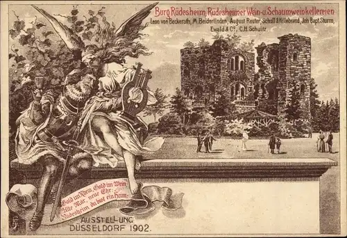 Ak Industrie und Gewerbeausstellung Düsseldorf 1902, Rüdesheimer Wein- und Schaumweinkellereien