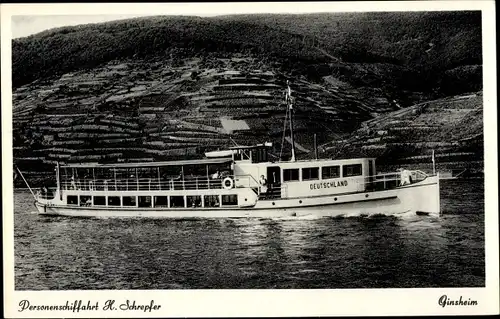 Ak Fahrgastschiff MS Deutschland, Personenschifffahrt H. Schrepfer, Ginsheim