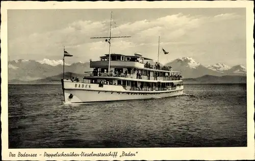 Ak Dampfer Baden, Bodensee, Adler Konditorei, Konstanz