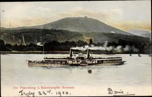 Ak Königswinter am Rhein, Petersberg, Salondampfer Borussia