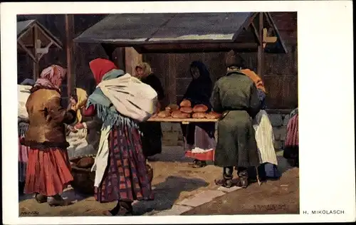 Künstler Ak Mikolasch, H., Markt in Polen