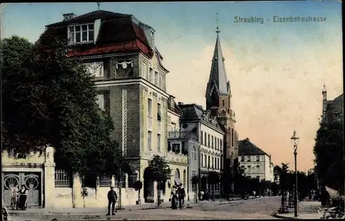 Ak Straubing an der Donau Niederbayern, Eisenbahnstraße