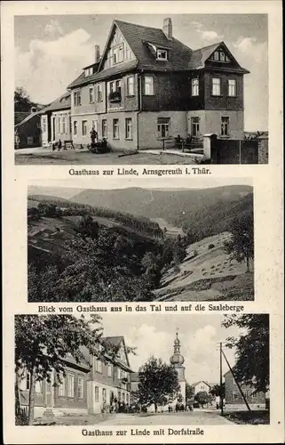 Ak Arnsgereuth Saalfeld an der Leine, Gasthaus zur Linde, Dorfstraße, Saaleberge
