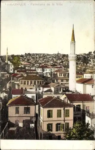 Ak Thessaloniki Griechenland, Panorama, Minarett