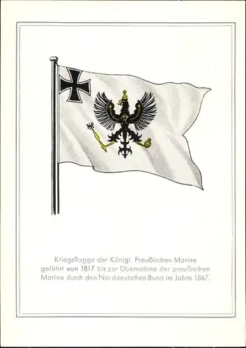 Künstler Ak Kriegsflagge Kgl. Preußische Marine, 1817-1867, Norddeutscher Bund
