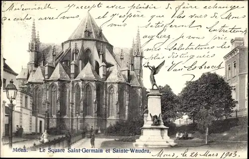 Ak Mons Wallonie Hennegau, Square Saint Germain, Sainte Waudru