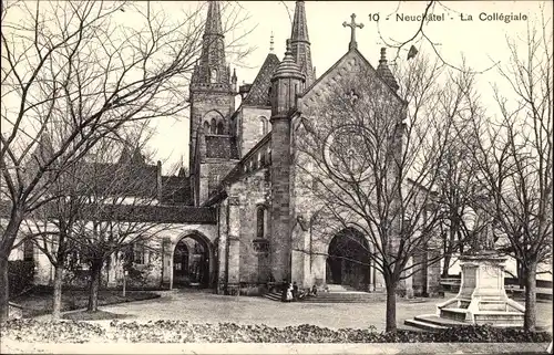 Ak Neuchâtel Stadt Neuchâtel, Stiftskirche, Denkmal